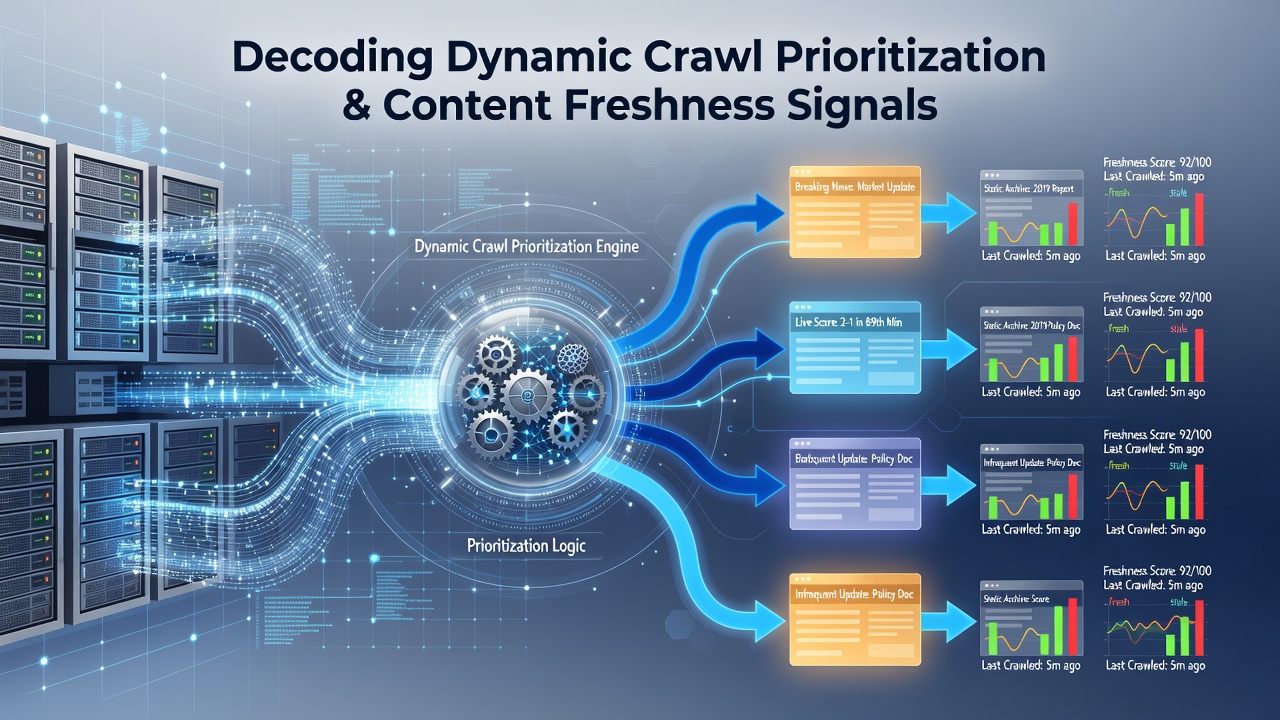 Diagram showing crawl budget allocation across sections of a high-velocity content platform